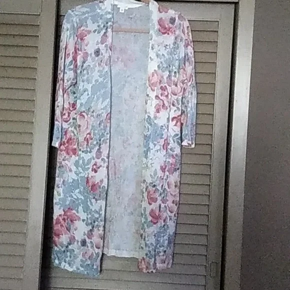 Jjill linen blend floral duster linen blend cardigan.No issues size large - Picture 1 of 4